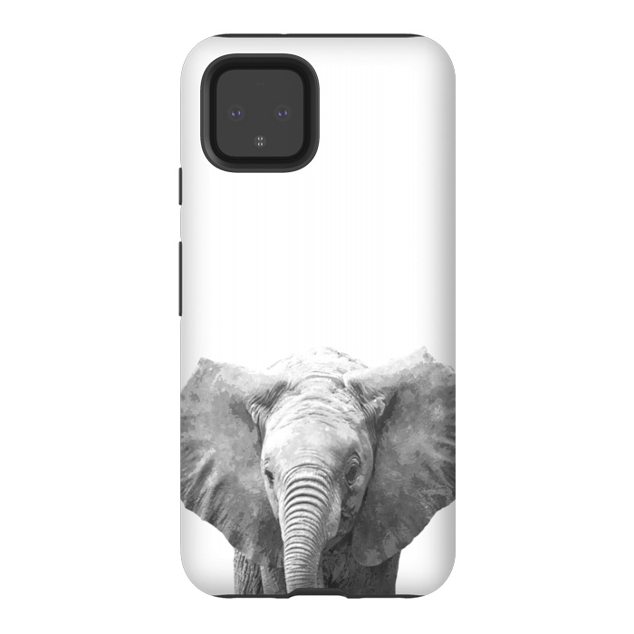 Pixel 4 StrongFit Black and White Baby Elephant  by Alemi