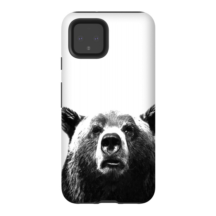 Pixel 4 StrongFit Black and White Bear by Alemi