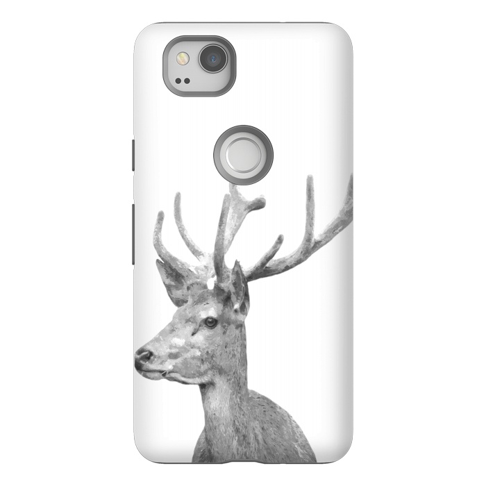 Pixel 2 StrongFit Black and White Deer by Alemi