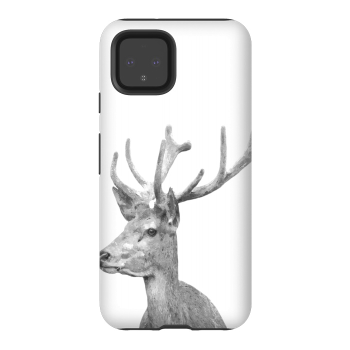 Pixel 4 StrongFit Black and White Deer by Alemi