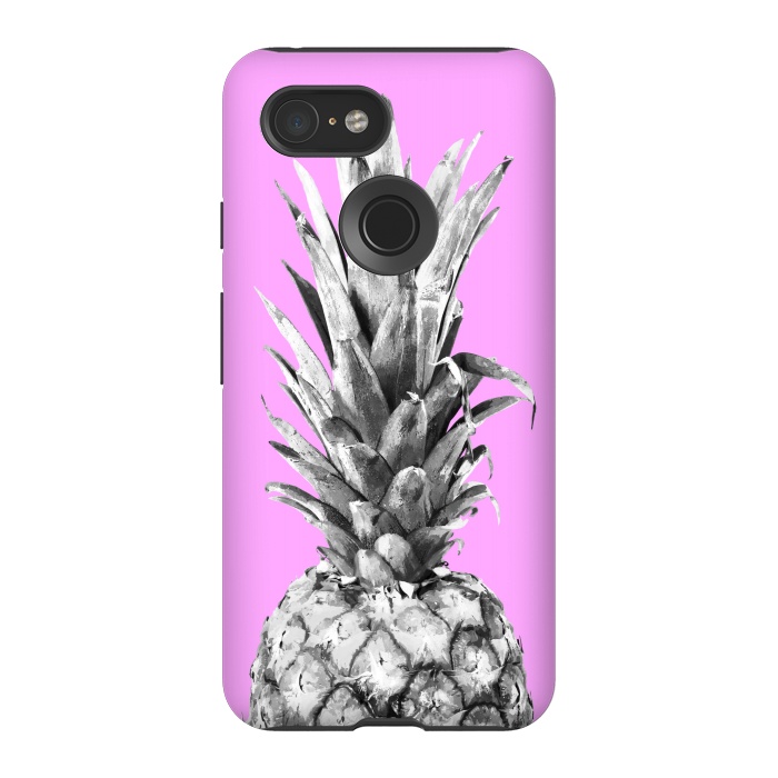 Pixel 3 StrongFit Black, White, Pink Pineapple by Alemi