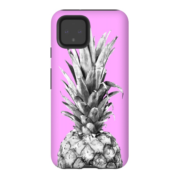 Pixel 4 StrongFit Black, White, Pink Pineapple by Alemi