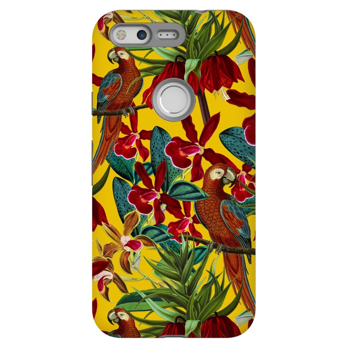 Pixel StrongFit Parrots in tropical flower jungle by  Utart