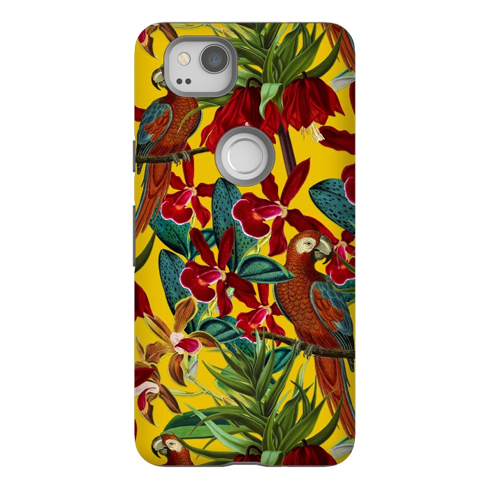 Pixel 2 StrongFit Parrots in tropical flower jungle by  Utart