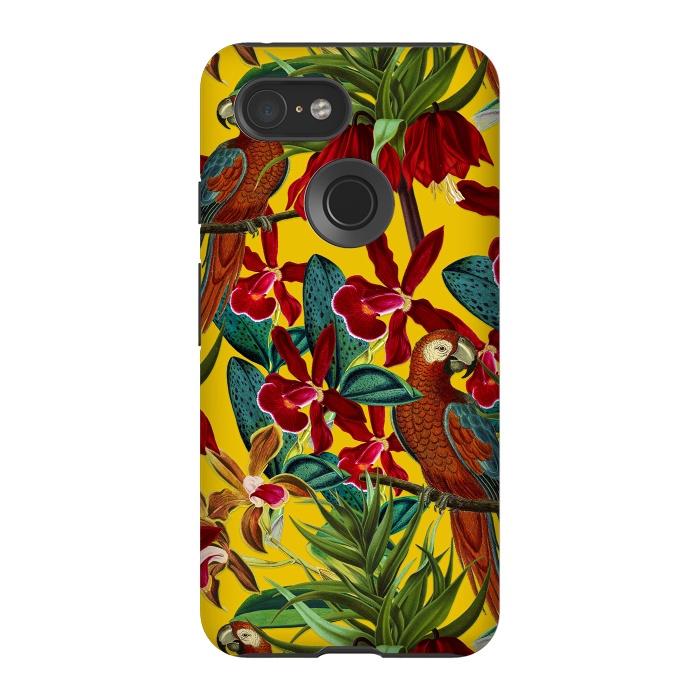 Pixel 3 StrongFit Parrots in tropical flower jungle by  Utart