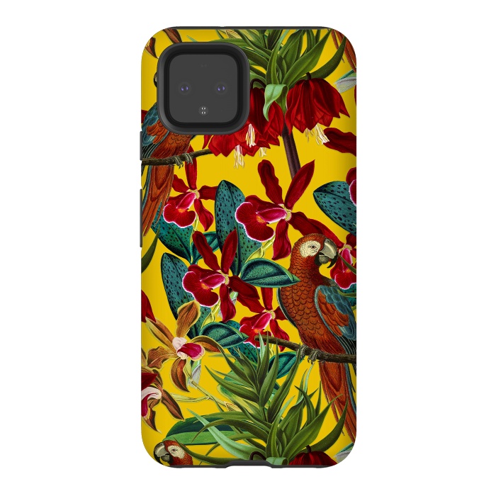 Pixel 4 StrongFit Parrots in tropical flower jungle by  Utart