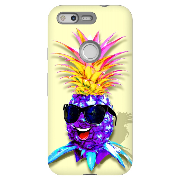 Pixel StrongFit Pineapple Ultraviolet Happy Dude with Sunglasses  by BluedarkArt