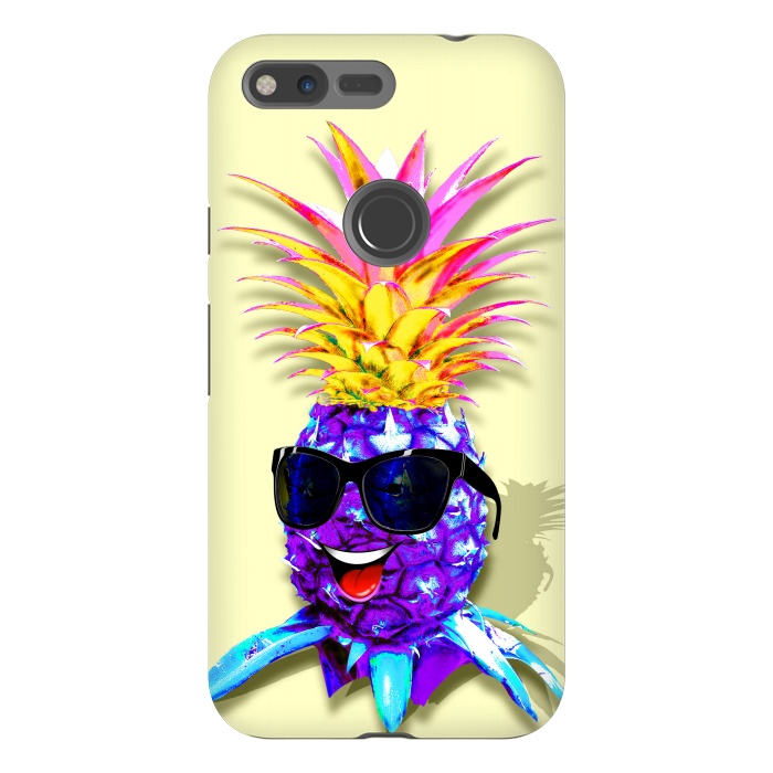 Pixel XL StrongFit Pineapple Ultraviolet Happy Dude with Sunglasses  by BluedarkArt