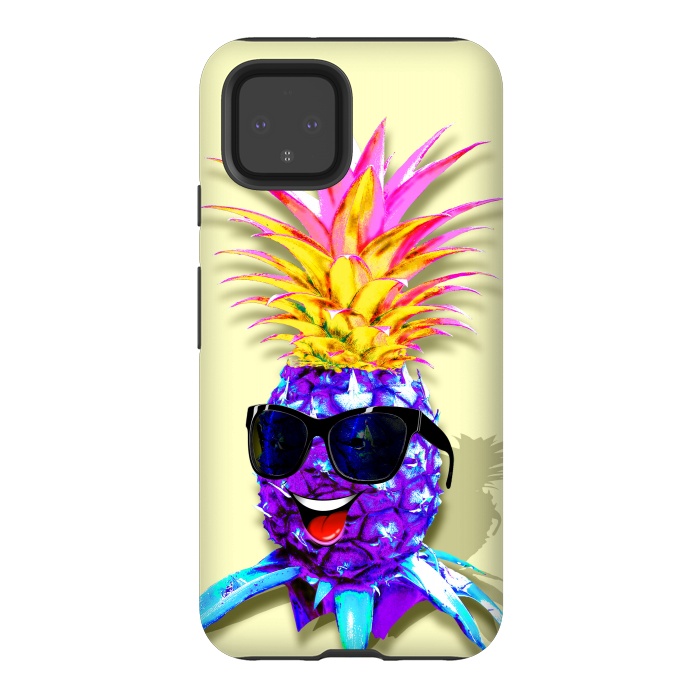 Pixel 4 StrongFit Pineapple Ultraviolet Happy Dude with Sunglasses  by BluedarkArt