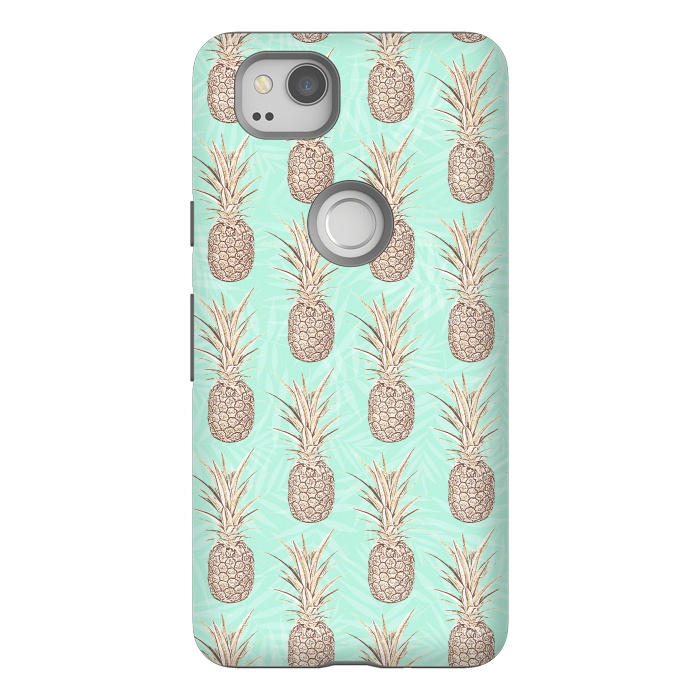 Pixel 2 StrongFit Golden and mint pineapples pattern by InovArts