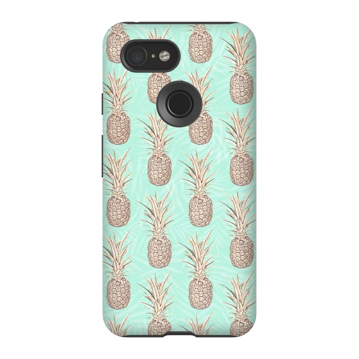 Pixel 3 StrongFit Golden and mint pineapples pattern by InovArts