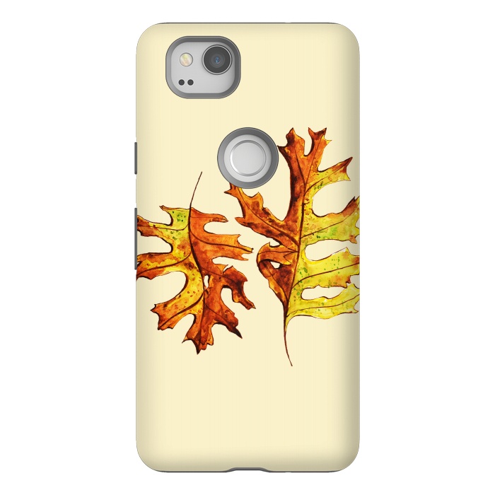 Pixel 2 StrongFit Ink Watercolor Painted Autumn Leaves Nature Lover by Boriana Giormova