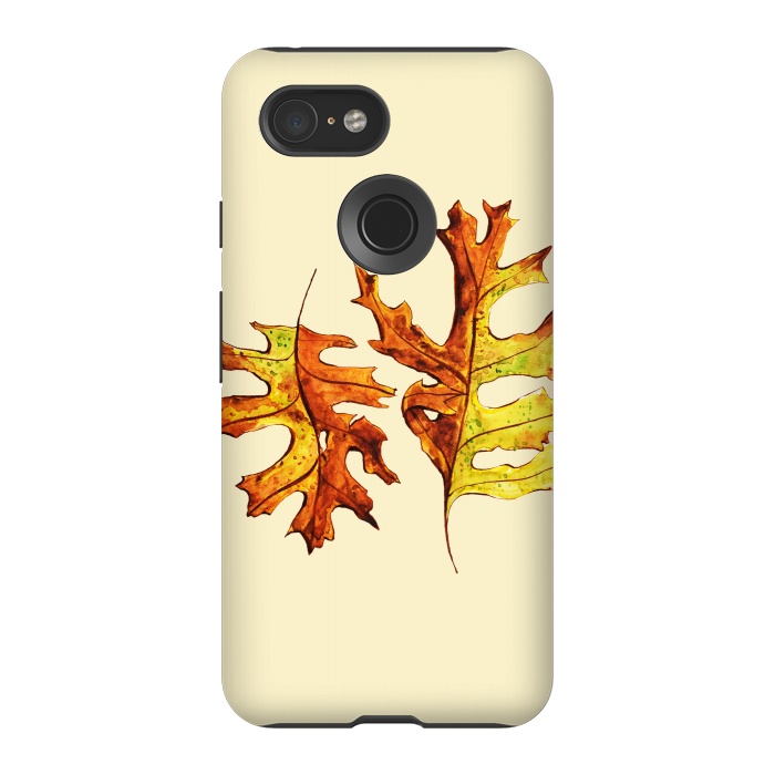 Pixel 3 StrongFit Ink Watercolor Painted Autumn Leaves Nature Lover by Boriana Giormova