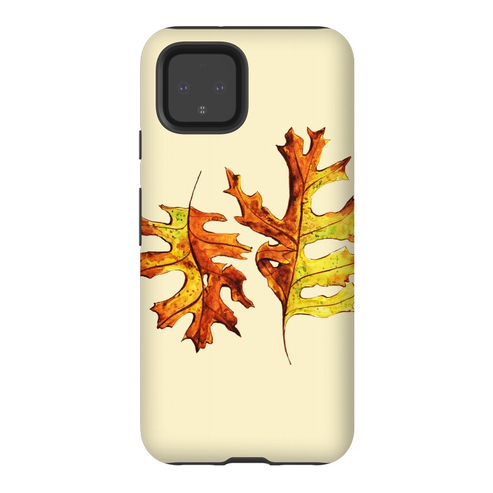 Pixel 4 StrongFit Ink Watercolor Painted Autumn Leaves Nature Lover by Boriana Giormova