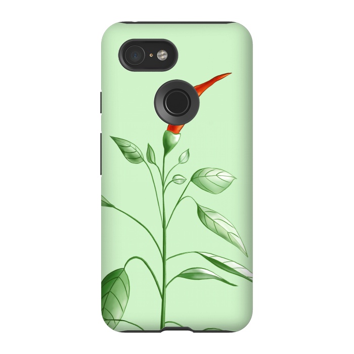 Pixel 3 StrongFit Hot Chili Pepper Plant Botanical Illustration by Boriana Giormova