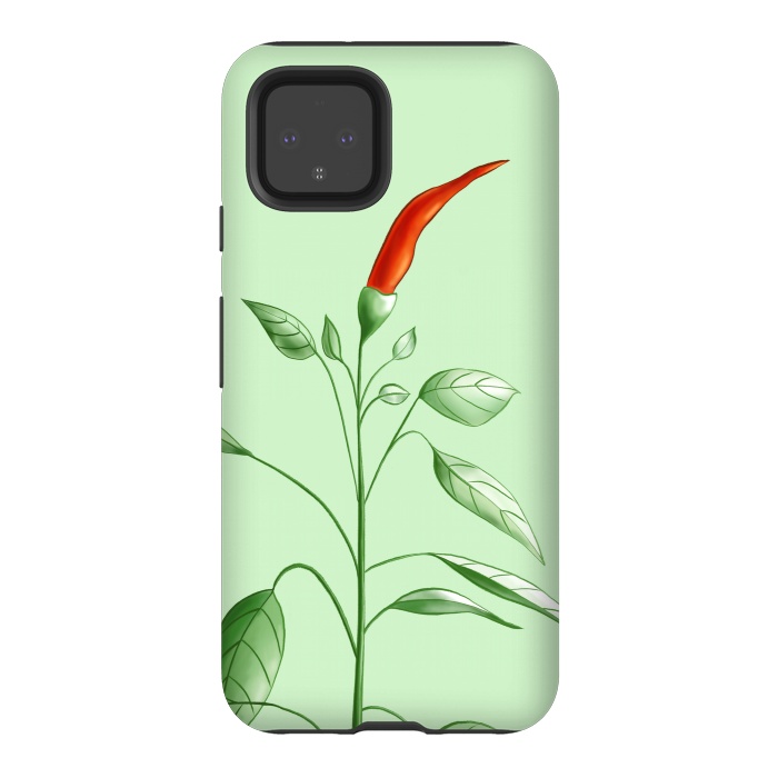 Pixel 4 StrongFit Hot Chili Pepper Plant Botanical Illustration by Boriana Giormova