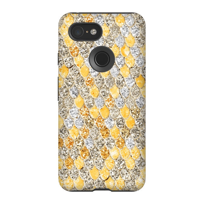 Pixel 3 StrongFit Gold and Silver Sparkling Mermaid Scales by  Utart