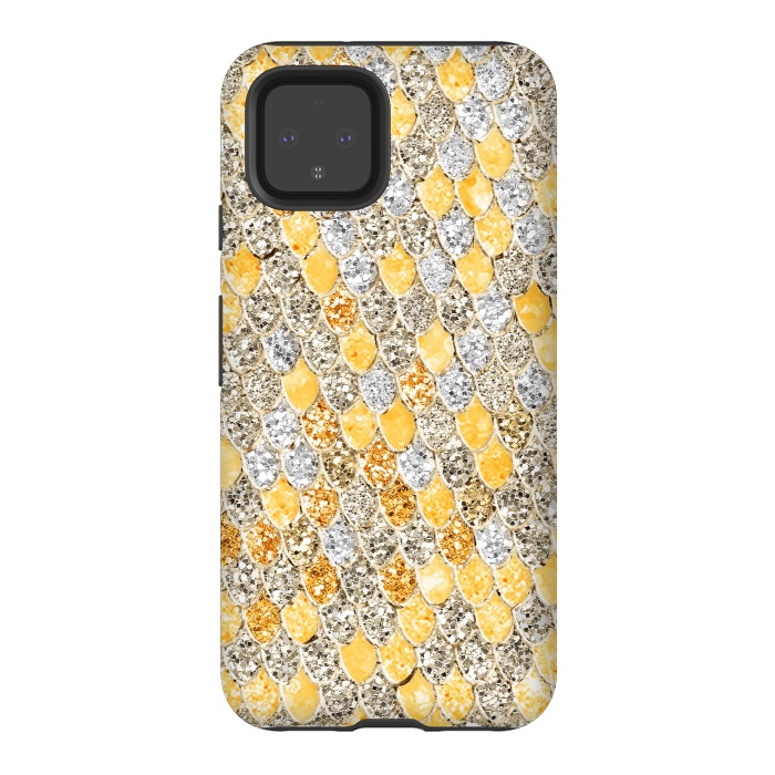 Pixel 4 StrongFit Gold and Silver Sparkling Mermaid Scales by  Utart