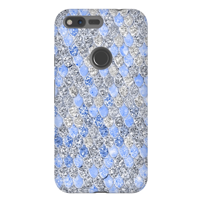 Pixel XL StrongFit Blue and Silver Sparkling Mermaid Scales by  Utart