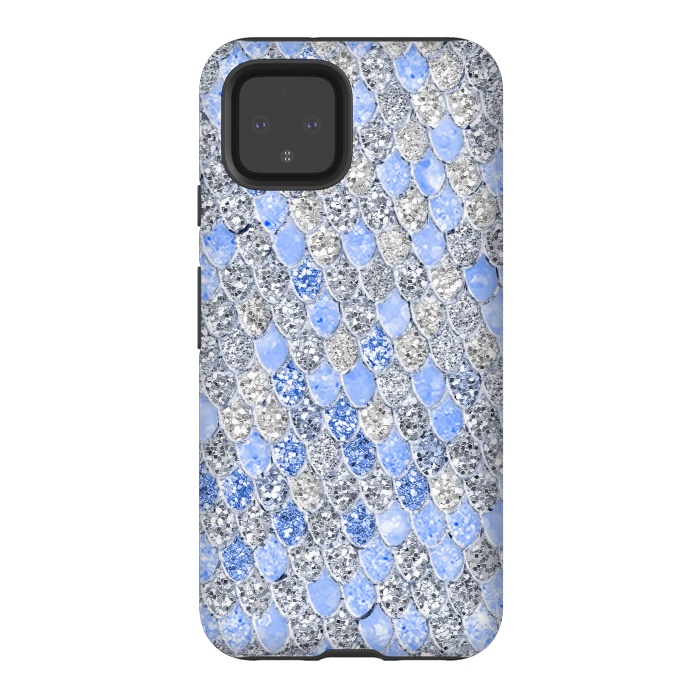 Pixel 4 StrongFit Blue and Silver Sparkling Mermaid Scales by  Utart