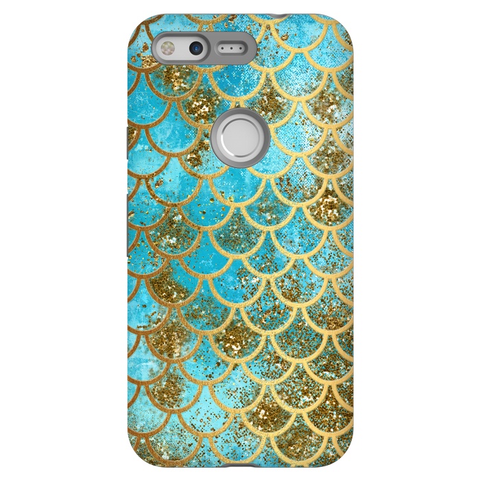 Pixel StrongFit Blue, Glitter and Gold Mermaid Scales by  Utart