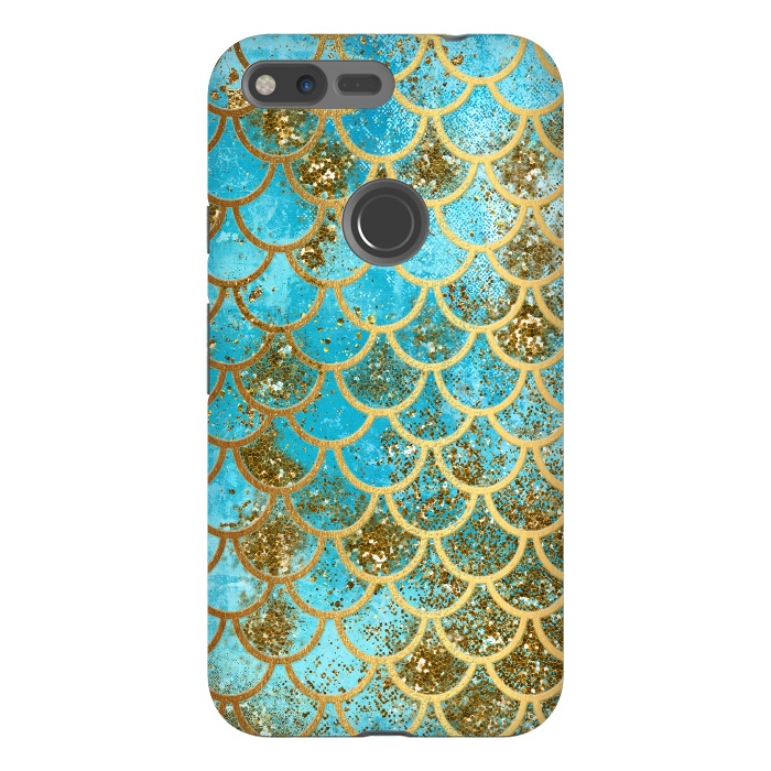Pixel XL StrongFit Blue, Glitter and Gold Mermaid Scales by  Utart