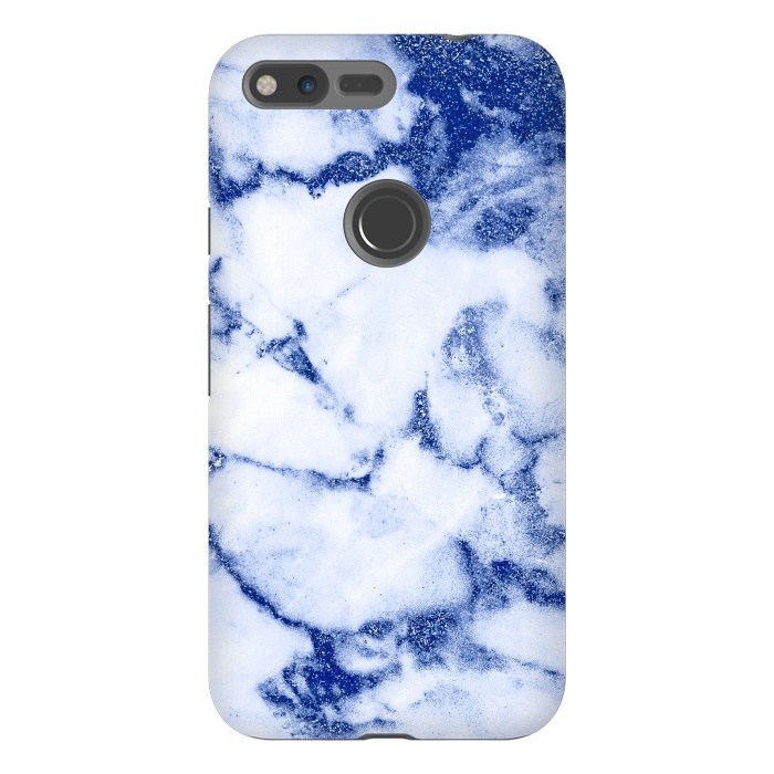 Pixel XL StrongFit Blue Veined Glitter Marble by  Utart