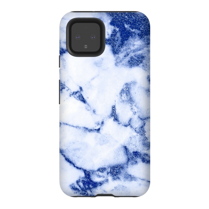 Pixel 4 StrongFit Blue Veined Glitter Marble by  Utart