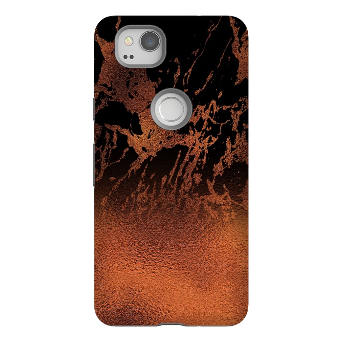 Pixel 2 StrongFit Copper Gold and Black Marble  by  Utart