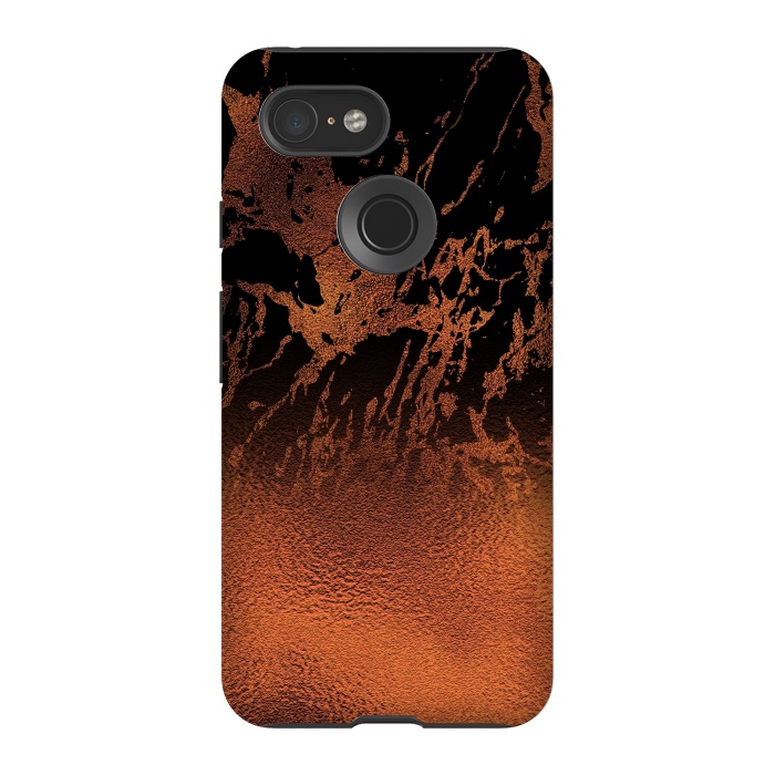 Pixel 3 StrongFit Copper Gold and Black Marble  by  Utart