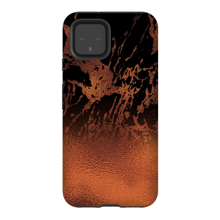 Pixel 4 StrongFit Copper Gold and Black Marble  by  Utart