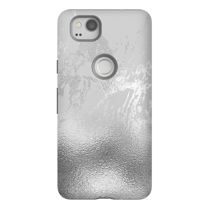 Pixel 2 StrongFit Silver Marble and Glitter Foil by  Utart