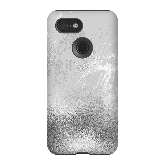 Pixel 3 StrongFit Silver Marble and Glitter Foil by  Utart