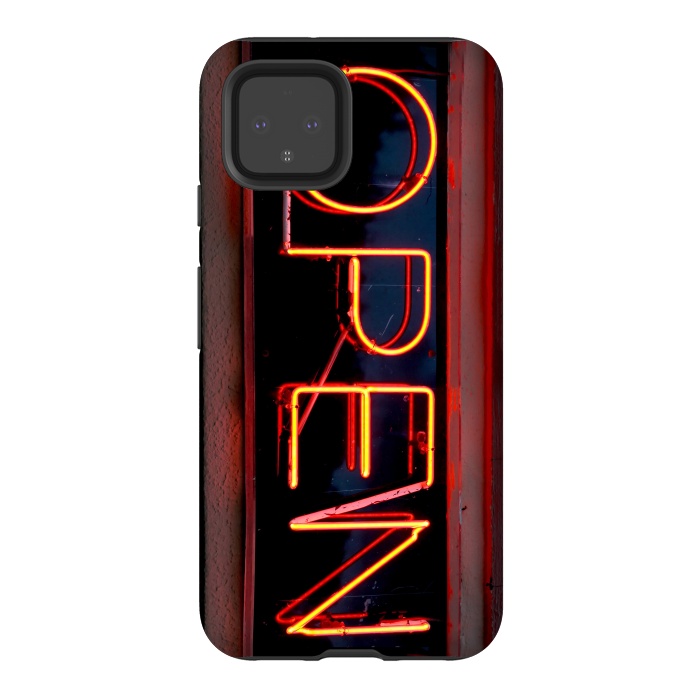 Pixel 4 StrongFit Neon Sign Word Open by Andrea Haase