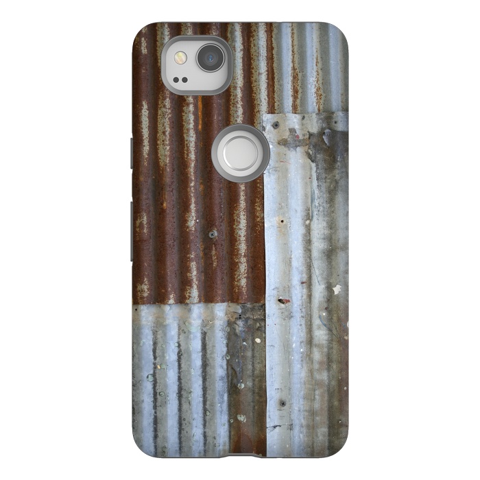 Pixel 2 StrongFit Rusty Corrugated Metal Patches 2 by Andrea Haase