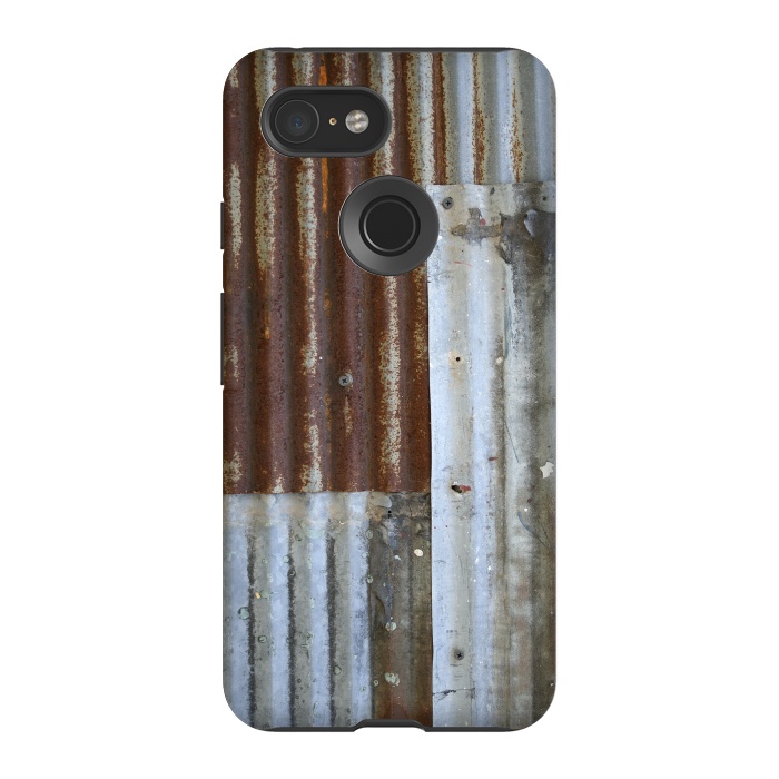 Pixel 3 StrongFit Rusty Corrugated Metal Patches 2 by Andrea Haase