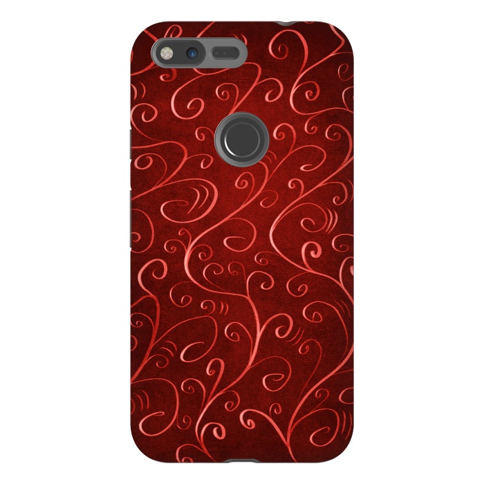 Pixel XL StrongFit Whimsical Elegant Textured Red Swirl Pattern by Boriana Giormova