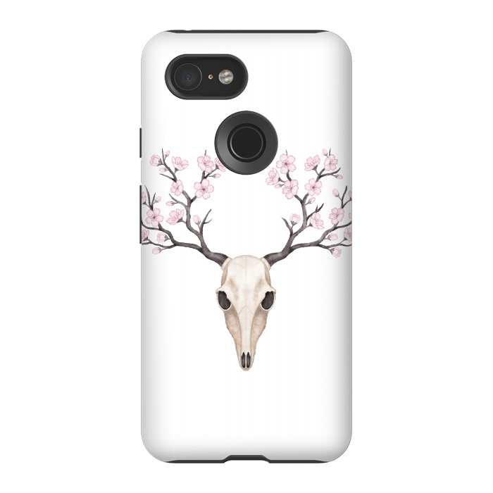 Pixel 3 StrongFit Blooming deer skull by Laura Nagel