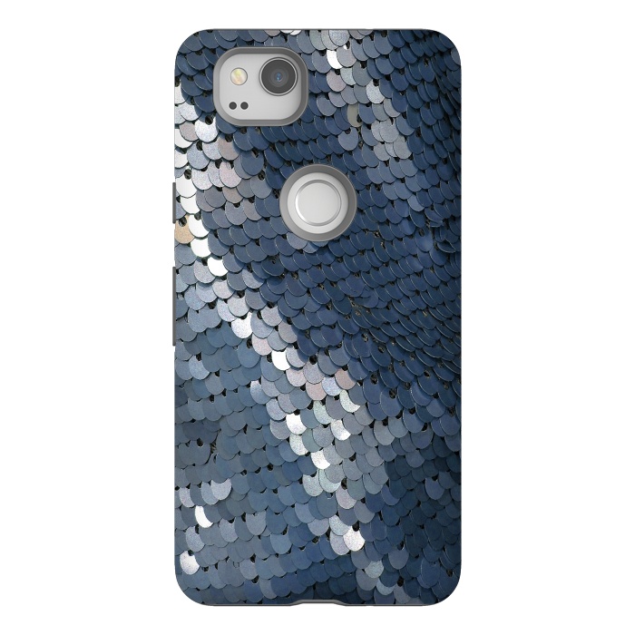 Pixel 2 StrongFit Shiny Blue Gray Sequins by Andrea Haase