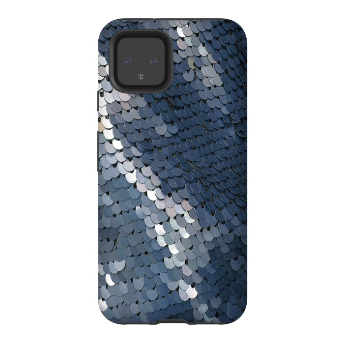 Pixel 4 StrongFit Shiny Blue Gray Sequins by Andrea Haase