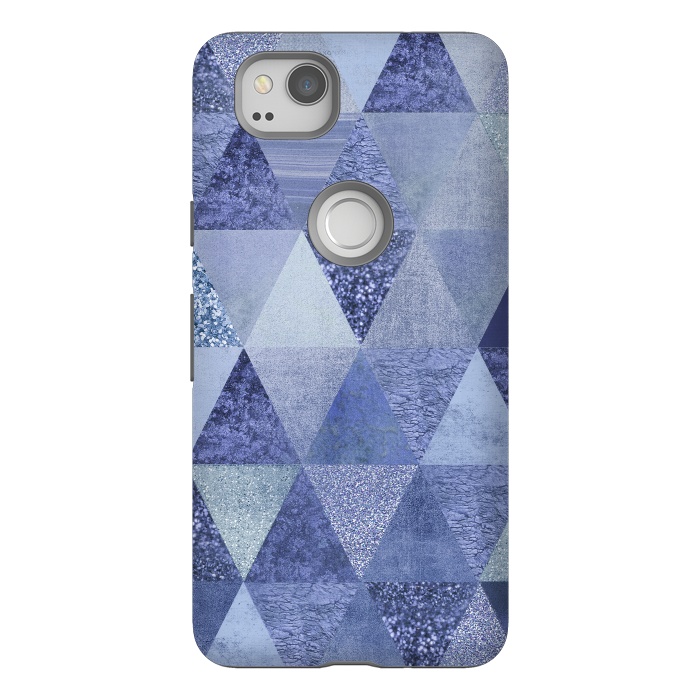 Pixel 2 StrongFit Blue Glitter Triangle Pattern by Andrea Haase