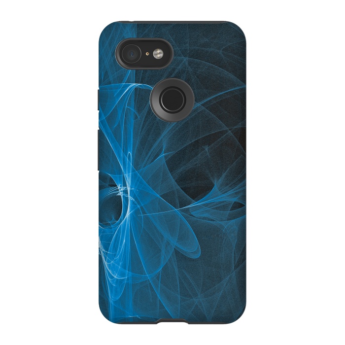 Pixel 3 StrongFit Blue Light Fractals On Black by Andrea Haase
