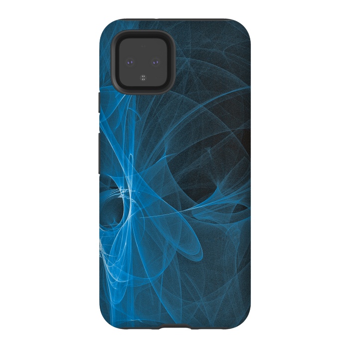 Pixel 4 StrongFit Blue Light Fractals On Black by Andrea Haase
