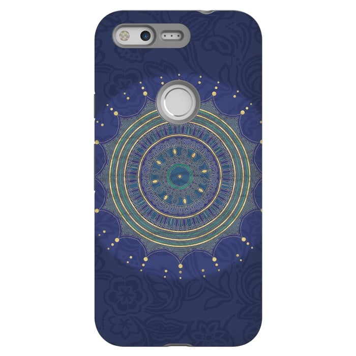 Pixel StrongFit Blue Mandala With Gold by Andrea Haase