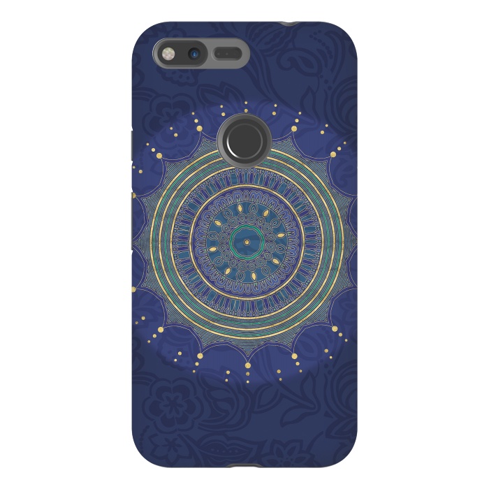 Pixel XL StrongFit Blue Mandala With Gold by Andrea Haase