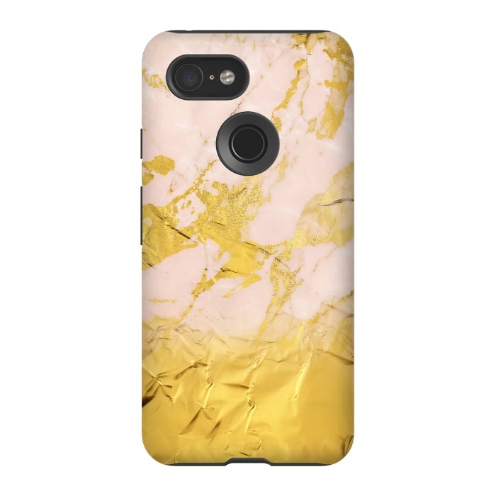Pixel 3 StrongFit Gold Foil and Pink Marble Glamour by  Utart