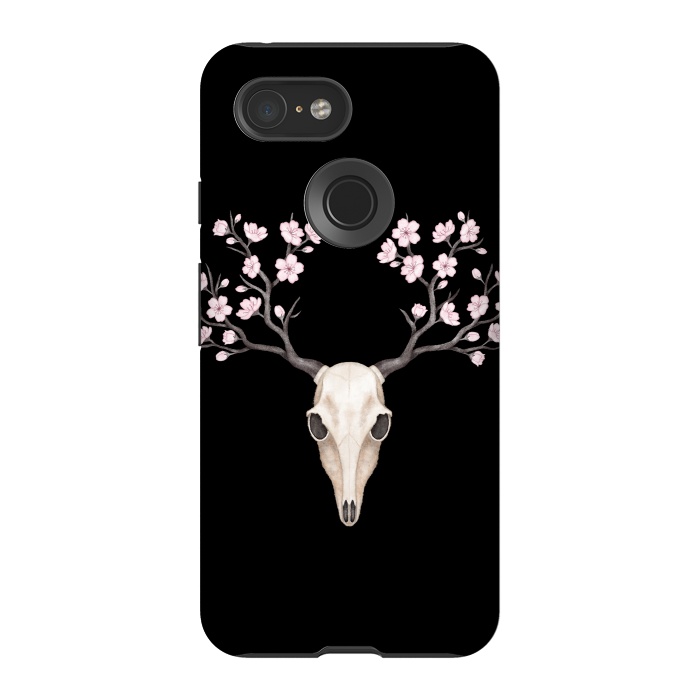 Pixel 3 StrongFit Deer skull black by Laura Nagel