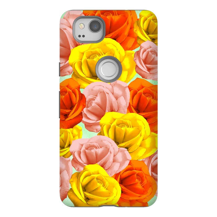 Pixel 2 StrongFit Roses Pastel Colors Floral Collage by BluedarkArt