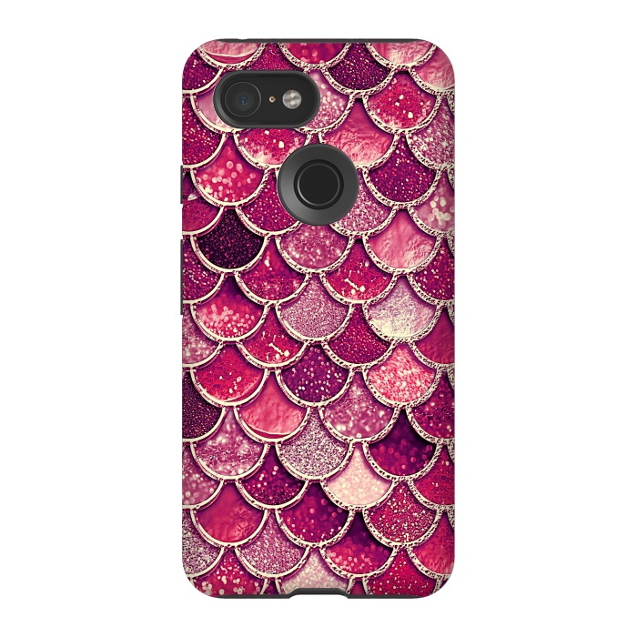 Pixel 3 StrongFit Pink and Purple Pretty Sparkling Mermaid Scales  by  Utart