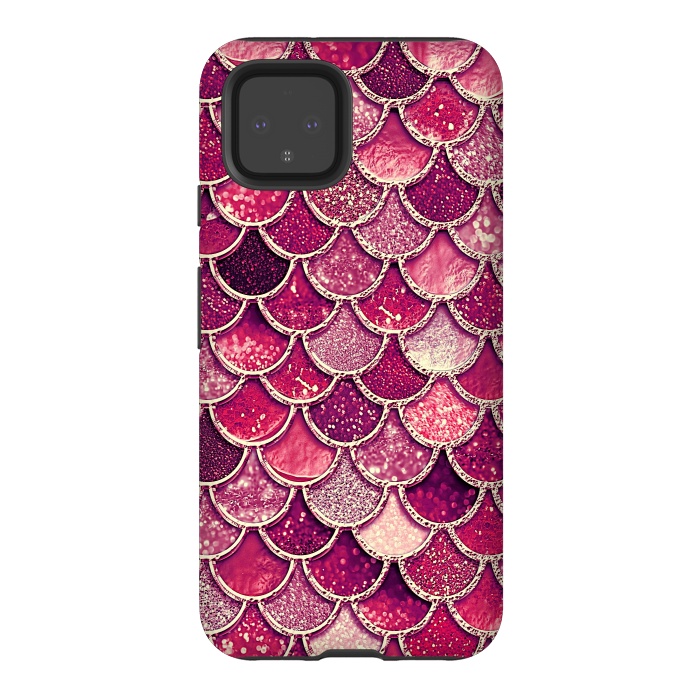 Pixel 4 StrongFit Pink and Purple Pretty Sparkling Mermaid Scales  by  Utart